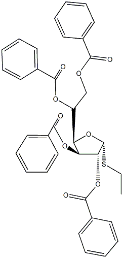 ethyl 2,3,5,6-tetra-O-benzoyl-1-thiohexofuranoside Struktur