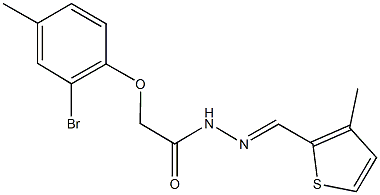 2-(2-bromo-4-methylphenoxy)-N'-[(3-methylthien-2-yl)methylene]acetohydrazide Struktur