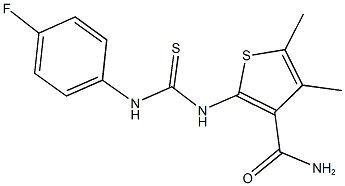 2-{[(4-fluoroanilino)carbothioyl]amino}-4,5-dimethylthiophene-3-carboxamide Struktur