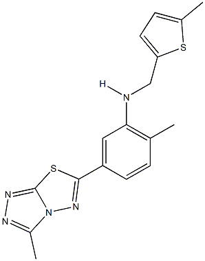 N-[2-methyl-5-(3-methyl[1,2,4]triazolo[3,4-b][1,3,4]thiadiazol-6-yl)phenyl]-N-[(5-methyl-2-thienyl)methyl]amine Struktur