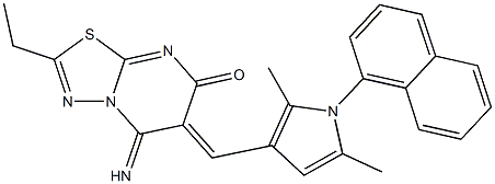 6-{[2,5-dimethyl-1-(1-naphthyl)-1H-pyrrol-3-yl]methylene}-2-ethyl-5-imino-5,6-dihydro-7H-[1,3,4]thiadiazolo[3,2-a]pyrimidin-7-one Struktur