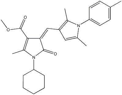 methyl 1-cyclohexyl-4-{[2,5-dimethyl-1-(4-methylphenyl)-1H-pyrrol-3-yl]methylene}-2-methyl-5-oxo-4,5-dihydro-1H-pyrrole-3-carboxylate Struktur