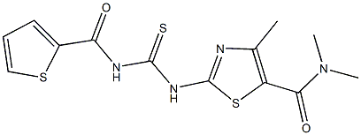 N,N,4-trimethyl-2-({[(2-thienylcarbonyl)amino]carbothioyl}amino)-1,3-thiazole-5-carboxamide Struktur