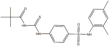 N-(2,4-dimethylphenyl)-4-({[(2,2-dimethylpropanoyl)amino]carbothioyl}amino)benzenesulfonamide Struktur