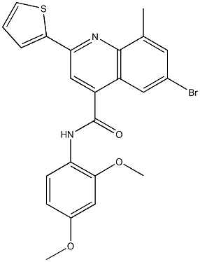 6-bromo-N-(2,4-dimethoxyphenyl)-8-methyl-2-(2-thienyl)-4-quinolinecarboxamide Struktur