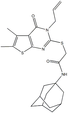 N-(1-adamantyl)-2-[(3-allyl-5,6-dimethyl-4-oxo-3,4-dihydrothieno[2,3-d]pyrimidin-2-yl)sulfanyl]acetamide Struktur