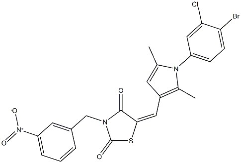 5-{[1-(4-bromo-3-chlorophenyl)-2,5-dimethyl-1H-pyrrol-3-yl]methylene}-3-{3-nitrobenzyl}-1,3-thiazolidine-2,4-dione Struktur