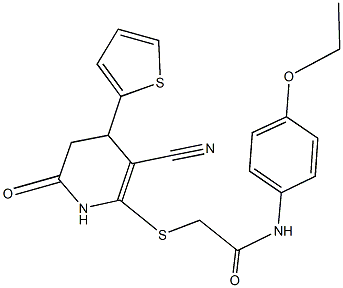 2-{[3-cyano-6-oxo-4-(2-thienyl)-1,4,5,6-tetrahydro-2-pyridinyl]sulfanyl}-N-(4-ethoxyphenyl)acetamide Struktur