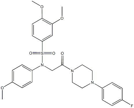 N-{2-[4-(4-fluorophenyl)-1-piperazinyl]-2-oxoethyl}-3,4-dimethoxy-N-(4-methoxyphenyl)benzenesulfonamide Struktur