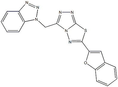 1-{[6-(1-benzofuran-2-yl)[1,2,4]triazolo[3,4-b][1,3,4]thiadiazol-3-yl]methyl}-1H-1,2,3-benzotriazole Struktur