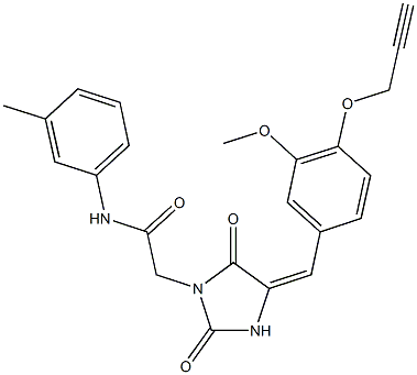 2-{4-[3-methoxy-4-(2-propynyloxy)benzylidene]-2,5-dioxo-1-imidazolidinyl}-N-(3-methylphenyl)acetamide Struktur