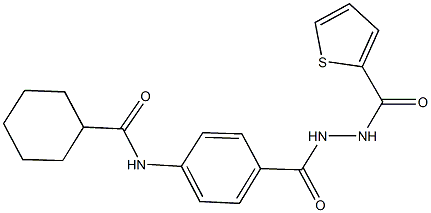 N-(4-{[2-(thien-2-ylcarbonyl)hydrazino]carbonyl}phenyl)cyclohexanecarboxamide Struktur