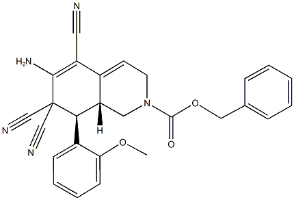 benzyl 6-amino-5,7,7-tricyano-8-(2-methoxyphenyl)-3,7,8,8a-tetrahydro-2(1H)-isoquinolinecarboxylate Struktur