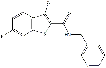 3-chloro-6-fluoro-N-(3-pyridinylmethyl)-1-benzothiophene-2-carboxamide Struktur