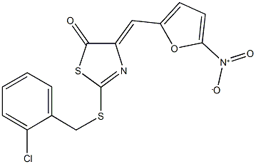 2-[(2-chlorobenzyl)sulfanyl]-4-({5-nitro-2-furyl}methylene)-1,3-thiazol-5(4H)-one Struktur