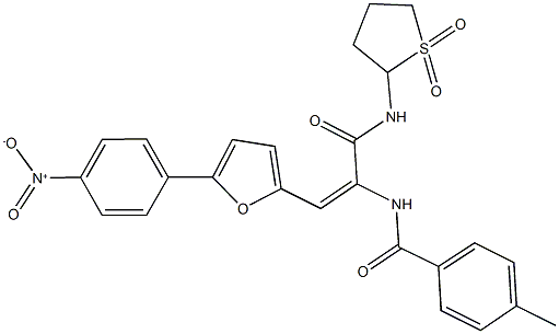 N-[1-{[(1,1-dioxidotetrahydrothien-2-yl)amino]carbonyl}-2-(5-{4-nitrophenyl}-2-furyl)vinyl]-4-methylbenzamide Struktur