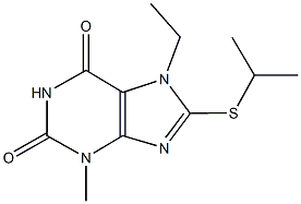 7-ethyl-8-(isopropylsulfanyl)-3-methyl-3,7-dihydro-1H-purine-2,6-dione Struktur