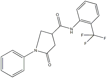 5-oxo-1-phenyl-N-[2-(trifluoromethyl)phenyl]-3-pyrrolidinecarboxamide Struktur