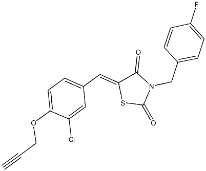 5-[3-chloro-4-(2-propynyloxy)benzylidene]-3-(4-fluorobenzyl)-1,3-thiazolidine-2,4-dione Struktur