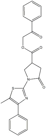 2-oxo-2-phenylethyl 1-(5-methyl-4-phenyl-1,3-thiazol-2-yl)-5-oxo-3-pyrrolidinecarboxylate Struktur