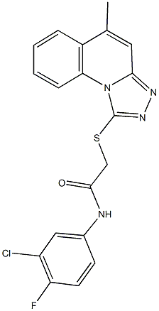 N-(3-chloro-4-fluorophenyl)-2-[(5-methyl[1,2,4]triazolo[4,3-a]quinolin-1-yl)sulfanyl]acetamide Struktur