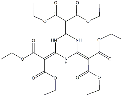 diethyl 2-{4,6-bis[2-ethoxy-1-(ethoxycarbonyl)-2-oxoethylidene]-1,3,5-triazinan-2-ylidene}malonate Struktur