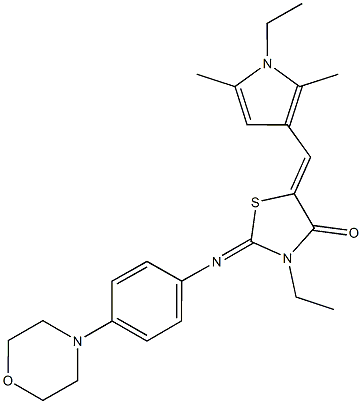 3-ethyl-5-[(1-ethyl-2,5-dimethyl-1H-pyrrol-3-yl)methylene]-2-{[4-(4-morpholinyl)phenyl]imino}-1,3-thiazolidin-4-one Struktur