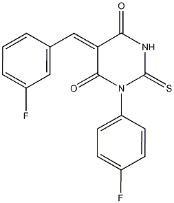 5-(3-fluorobenzylidene)-1-(4-fluorophenyl)-2-thioxodihydropyrimidine-4,6(1H,5H)-dione Struktur