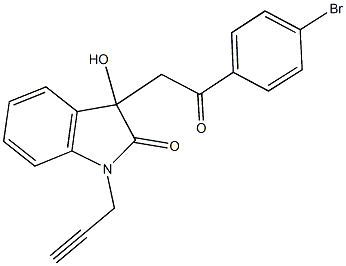 3-[2-(4-bromophenyl)-2-oxoethyl]-3-hydroxy-1-(2-propynyl)-1,3-dihydro-2H-indol-2-one Struktur