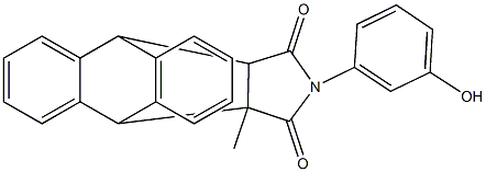 17-(3-hydroxyphenyl)-15-methyl-17-azapentacyclo[6.6.5.0~2,7~.0~9,14~.0~15,19~]nonadeca-2,4,6,9,11,13-hexaene-16,18-dione Struktur