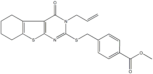 methyl 4-{[(3-allyl-4-oxo-3,4,5,6,7,8-hexahydro[1]benzothieno[2,3-d]pyrimidin-2-yl)sulfanyl]methyl}benzoate Struktur