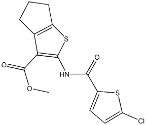 methyl 2-{[(5-chloro-2-thienyl)carbonyl]amino}-5,6-dihydro-4H-cyclopenta[b]thiophene-3-carboxylate Struktur