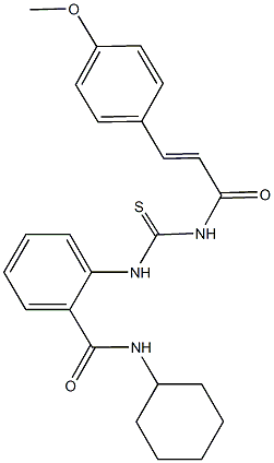 N-cyclohexyl-2-[({[3-(4-methoxyphenyl)acryloyl]amino}carbothioyl)amino]benzamide Struktur