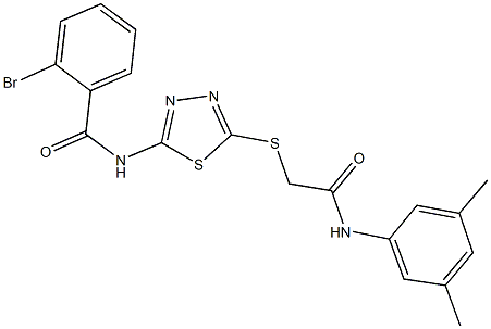 2-bromo-N-(5-{[2-(3,5-dimethylanilino)-2-oxoethyl]sulfanyl}-1,3,4-thiadiazol-2-yl)benzamide Struktur