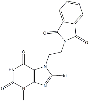 8-bromo-7-[2-(1,3-dioxo-1,3-dihydro-2H-isoindol-2-yl)ethyl]-3-methyl-3,7-dihydro-1H-purine-2,6-dione Struktur