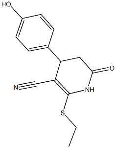 2-(ethylsulfanyl)-4-(4-hydroxyphenyl)-6-oxo-1,4,5,6-tetrahydro-3-pyridinecarbonitrile Struktur