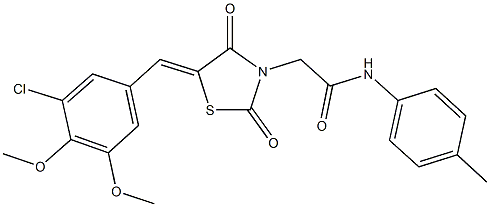 2-[5-(3-chloro-4,5-dimethoxybenzylidene)-2,4-dioxo-1,3-thiazolidin-3-yl]-N-(4-methylphenyl)acetamide Struktur