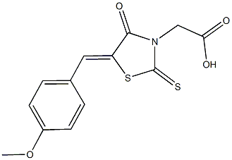 [5-(4-methoxybenzylidene)-4-oxo-2-thioxo-1,3-thiazolidin-3-yl]acetic acid Struktur