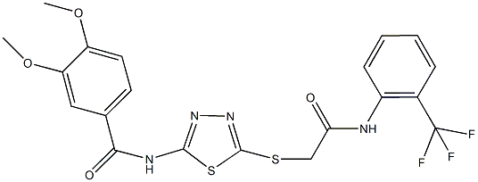 3,4-dimethoxy-N-[5-({2-oxo-2-[2-(trifluoromethyl)anilino]ethyl}sulfanyl)-1,3,4-thiadiazol-2-yl]benzamide Struktur