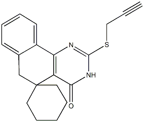 2-(propynylsulfanyl)-5,6-dihydrospiro(benzo[h]quinazoline-5,1'-cyclohexane)-4(3H)-one Struktur