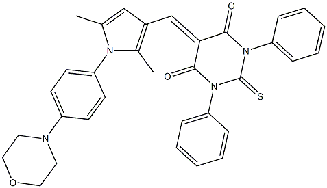 5-({2,5-dimethyl-1-[4-(4-morpholinyl)phenyl]-1H-pyrrol-3-yl}methylene)-1,3-diphenyl-2-thioxodihydro-4,6(1H,5H)-pyrimidinedione Struktur