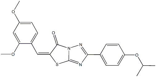 5-(2,4-dimethoxybenzylidene)-2-(4-isopropoxyphenyl)[1,3]thiazolo[3,2-b][1,2,4]triazol-6(5H)-one Struktur