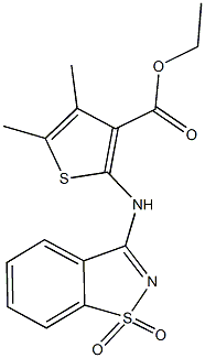 ethyl 2-[(1,1-dioxido-1,2-benzisothiazol-3-yl)amino]-4,5-dimethyl-3-thiophenecarboxylate Struktur