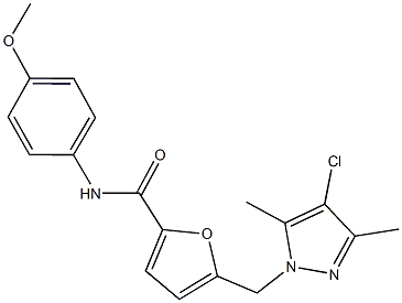 5-[(4-chloro-3,5-dimethyl-1H-pyrazol-1-yl)methyl]-N-(4-methoxyphenyl)-2-furamide Struktur