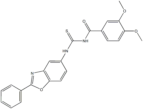 N-(3,4-dimethoxybenzoyl)-N'-(2-phenyl-1,3-benzoxazol-5-yl)thiourea Struktur