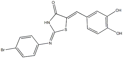 2-[(4-bromophenyl)imino]-5-(3,4-dihydroxybenzylidene)-1,3-thiazolidin-4-one Struktur