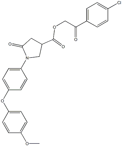 2-(4-chlorophenyl)-2-oxoethyl 1-[4-(4-methoxyphenoxy)phenyl]-5-oxo-3-pyrrolidinecarboxylate Struktur