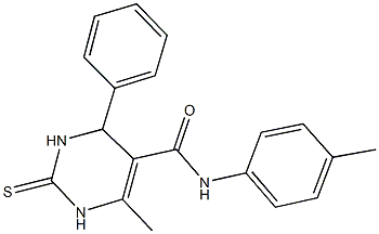 6-methyl-N-(4-methylphenyl)-4-phenyl-2-thioxo-1,2,3,4-tetrahydro-5-pyrimidinecarboxamide Struktur