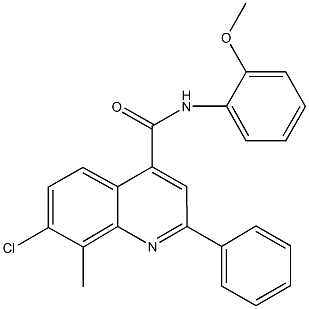 7-chloro-N-(2-methoxyphenyl)-8-methyl-2-phenyl-4-quinolinecarboxamide Struktur