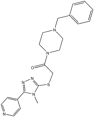 2-(4-benzyl-1-piperazinyl)-2-oxoethyl 4-methyl-5-(4-pyridinyl)-4H-1,2,4-triazol-3-yl sulfide Struktur